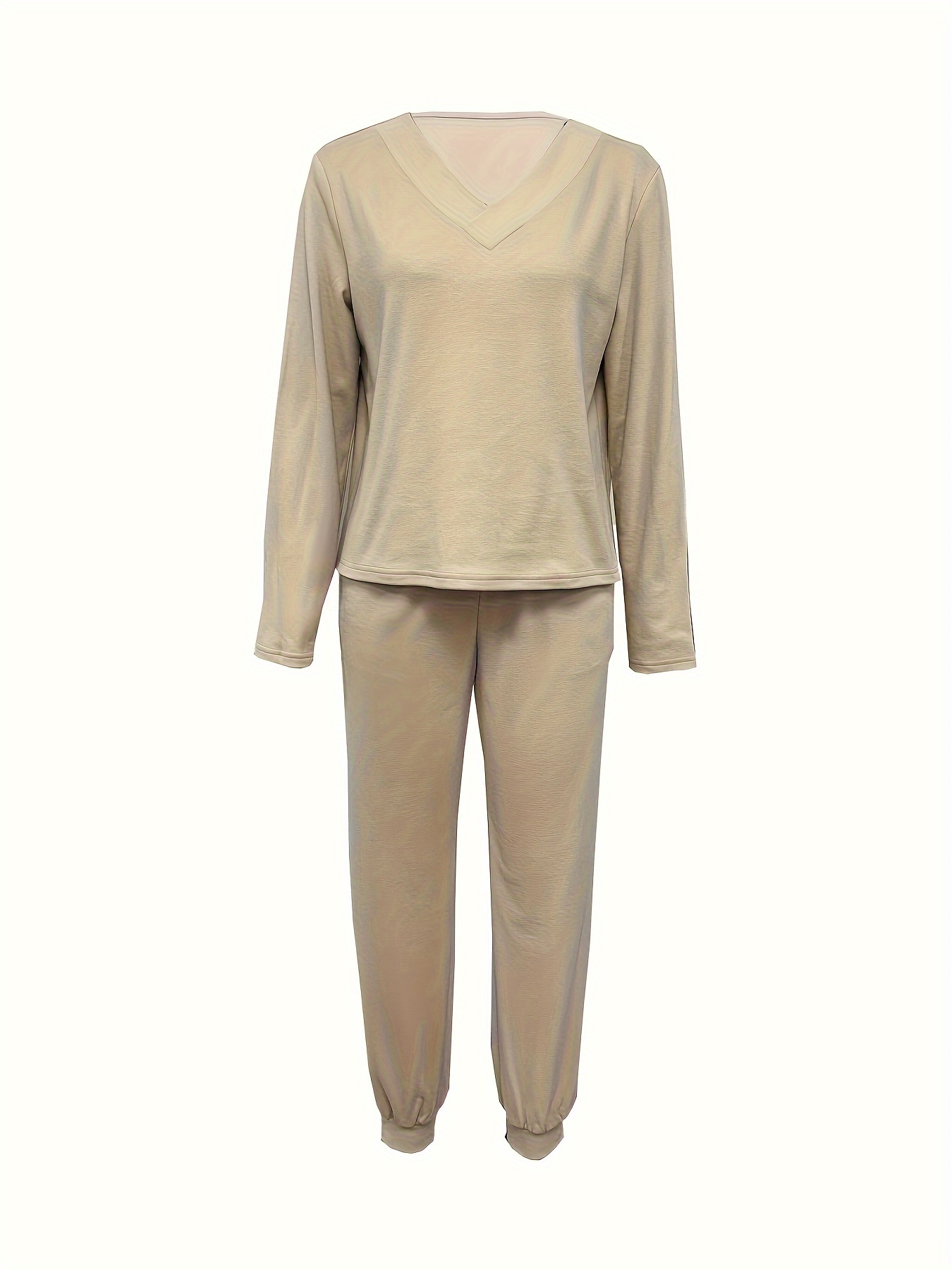 Double Take Full Size Texture Round Neck Long Sleeve Top and Pants Set main image 0