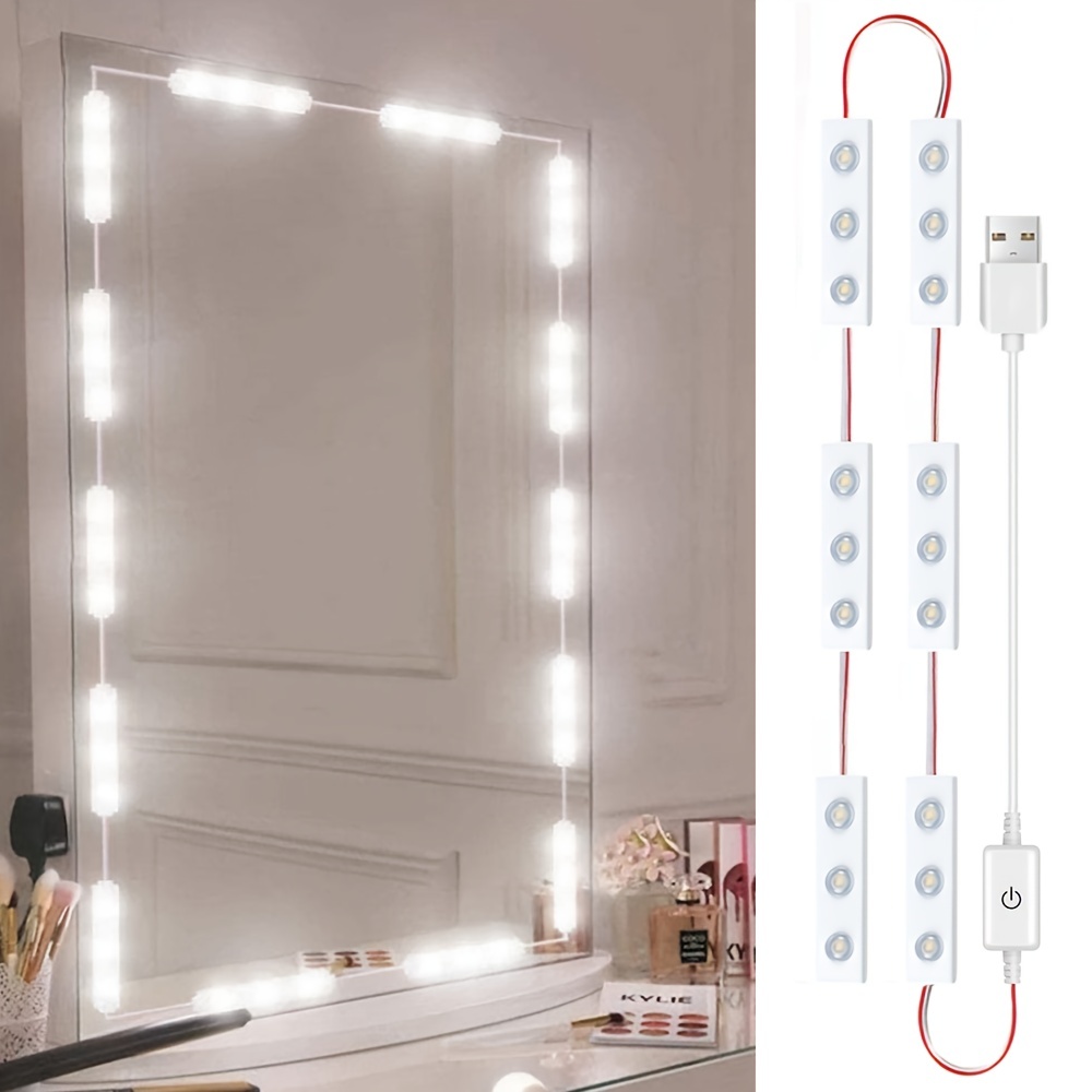 Lámpara LED de pared para espejo de maquillaje, luz de tocador de Hollywood  con USB, luces de tocador para habitación, regulable
