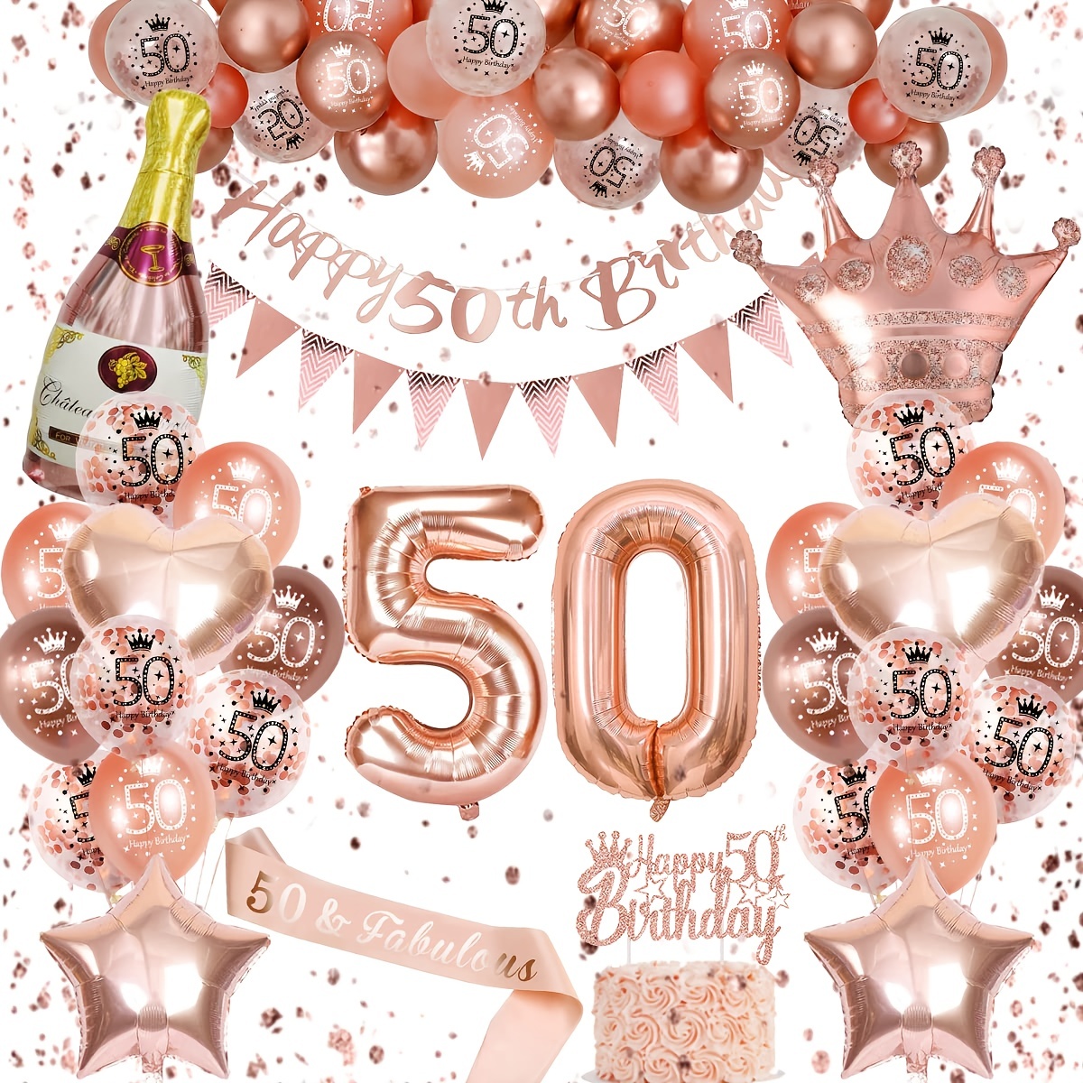 Glitter Rose Gold 50th Birthday Banner Fiftylicious Banner, Women 50 Year  Old Birthday Party Decorations, 50th Anniversary Party Supplies 50th  Birthday Milestone Decorations 