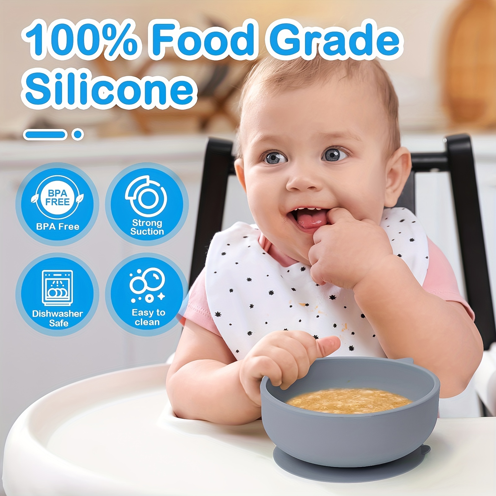 Daily Kitchen daily kitchen baby feeding supplies 8 piece set - toddler  plates and bowls set silicone baby feeding set for weaning - baby e
