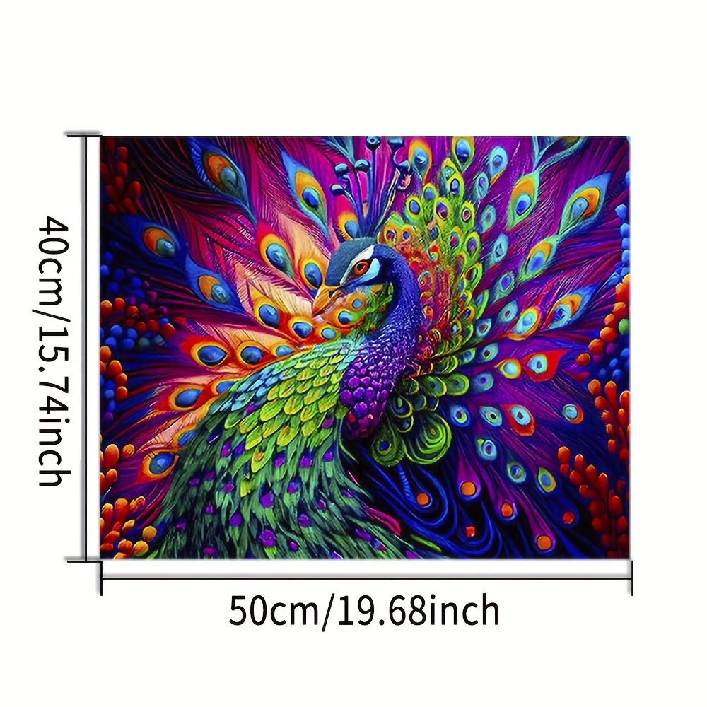 ArtSkills 12 x 16 Paint by Number for Adults, Stretched Canvas Art Kit,  Peacock 