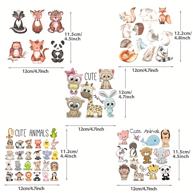 Cartoon Animals Combination Heat Transfer Stickers Cute Fox Rabbit