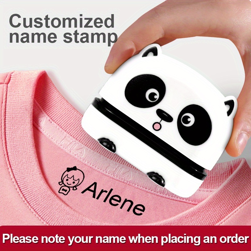 

School Set (1pc White Panda Stamp And 60 Pcs Stickerscustom-made Name Stamp Diy For Name Seal Clothes Chapter Not Easy To Fade Security Name