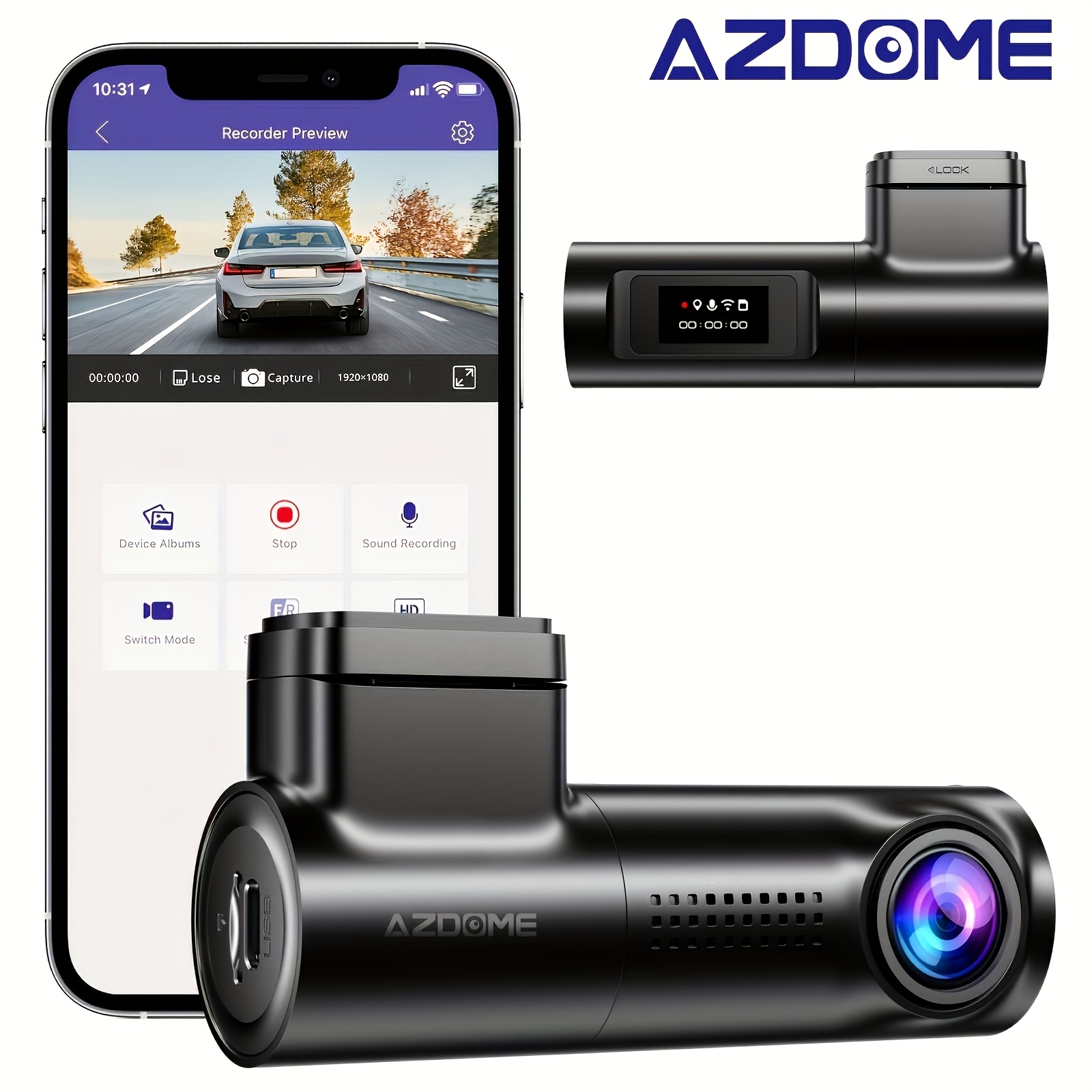 Azdome M27 Dash Cam 3 Inch Dashcam Car DVR Recorder Qhd 1440p Car