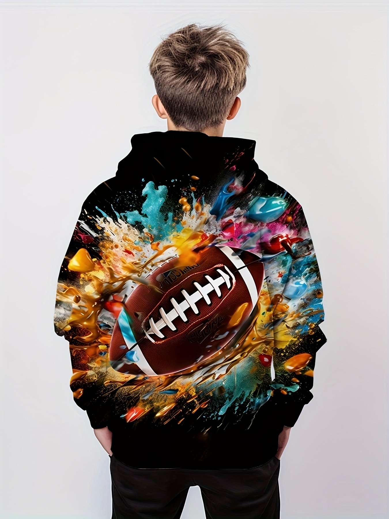 Anime Football, Soccer Print Kid's Hoodie, unisex Pullover, Causal Hooded Long Sleeve Top, Girl's & Boy's Outdoor Clothes for Spring Fall Winter
