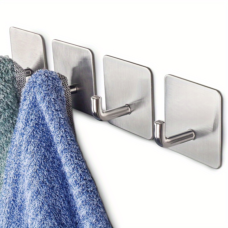 4 Heavy Duty Adhesive Hanging Hooks For Shower, Towel, Hats, and more –  Washcloth Set