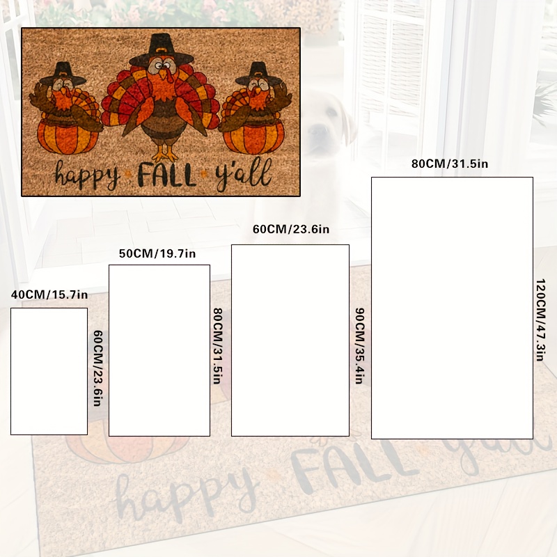 happy Fall Y'all Cute Turkey Door Mat, Indoor Mat, Creative