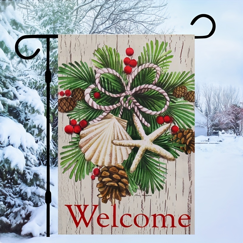 

1pc, Christmas Garden Flag Welcome Garden Flag For Yard Outdoor Double Sided Garden Flag 18x12 Inch, For Garden Yard House Decor Supplies, Christmas Decor Supplies