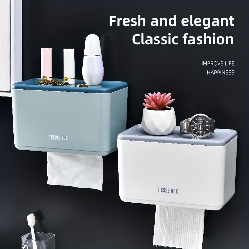 1pc 7 3 5 8 8in Bathroom Tissue Box No Hole Wall Mount Tissue Box