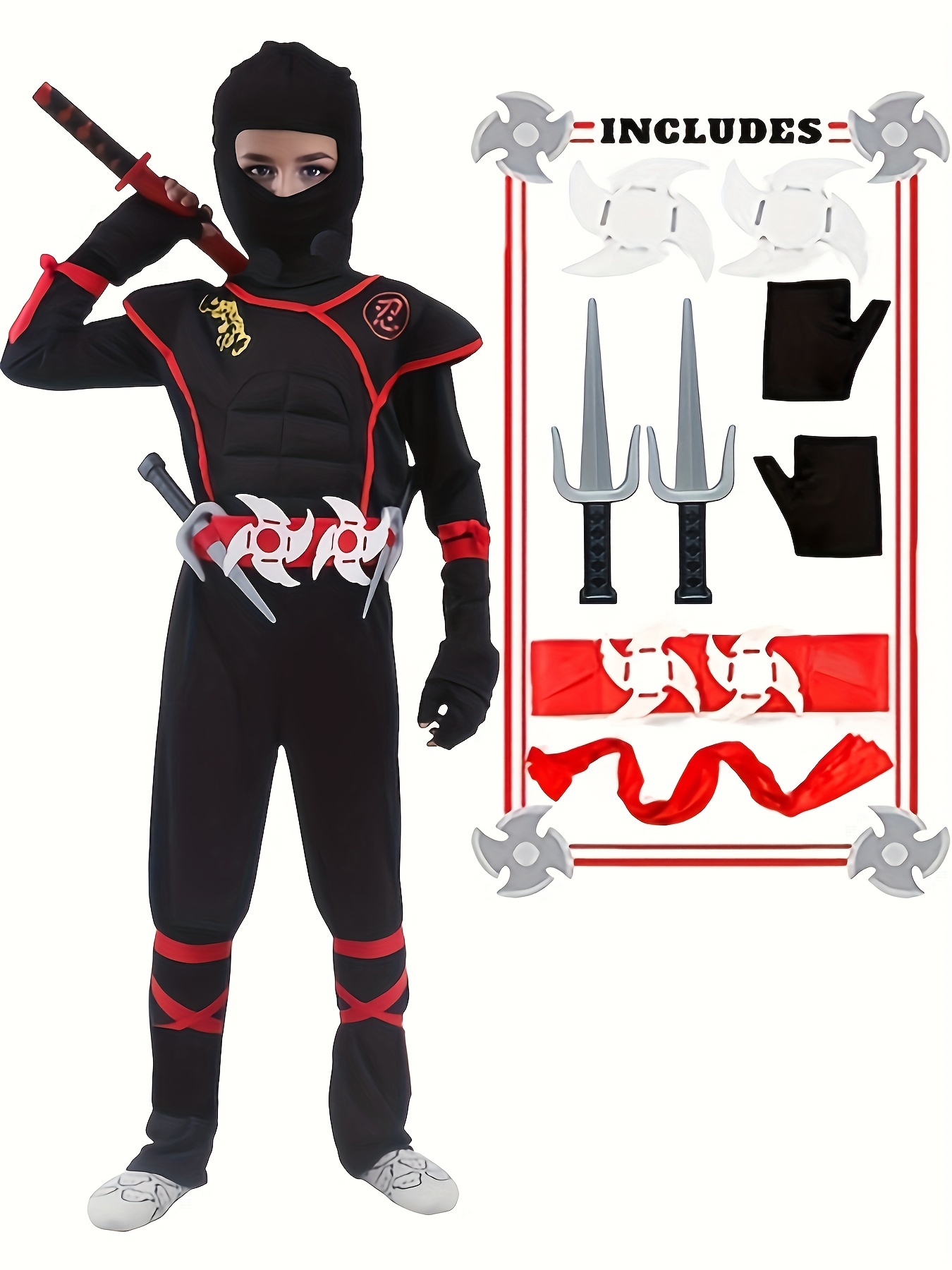 Halloween Niños Ninja Juego de rol Disfraz Cos Niños Ninja Performance Disfraz  Ninja Traje Ninja Niños