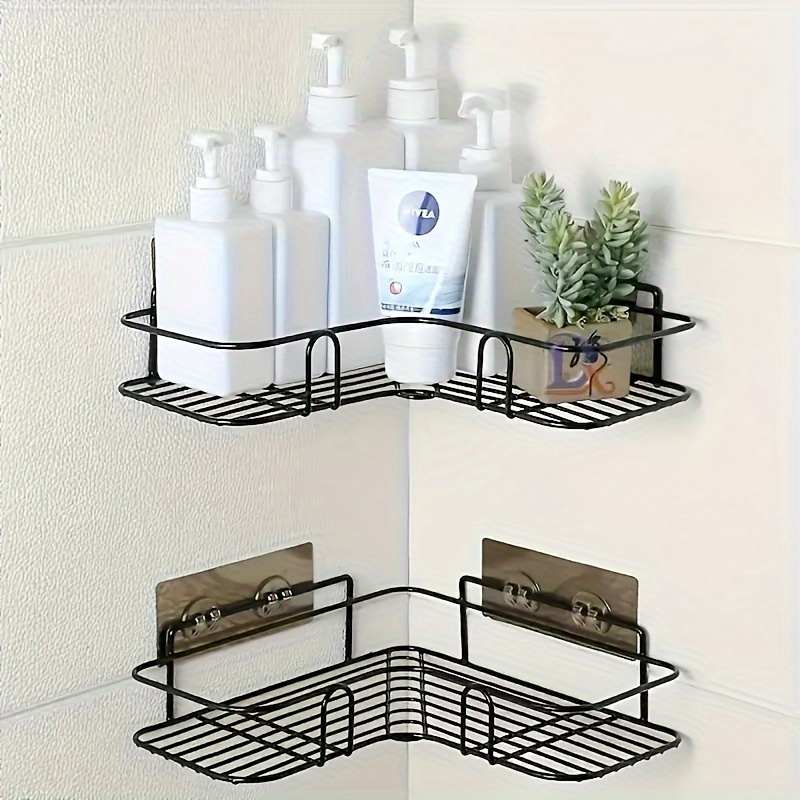 1pc Bathroom Storage Rack, Without Punching Bathroom Triangular Rack, Iron  Art Multi-functional Toiletries Organizer Rack, Home Organization And Stora