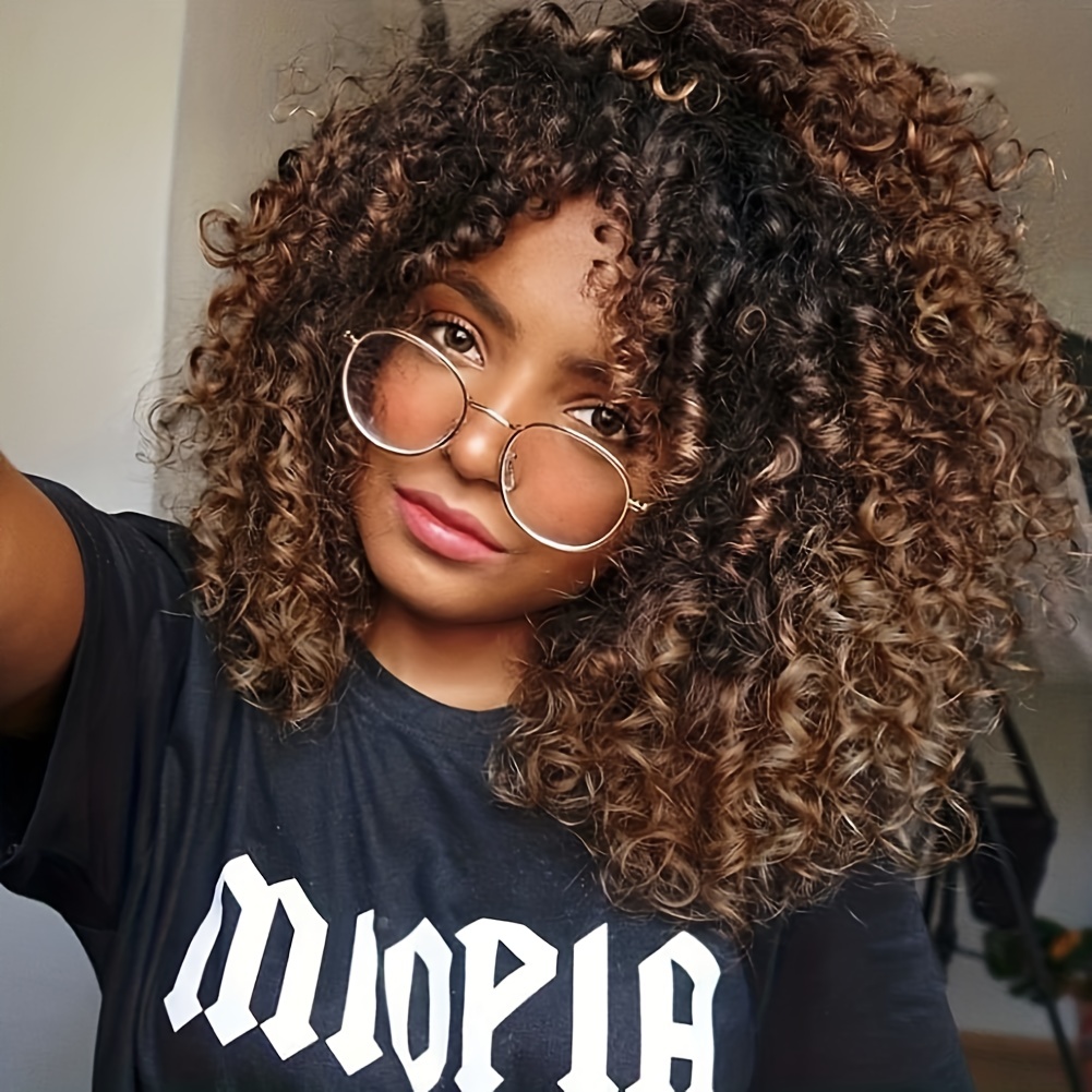 Perruque Afro Courte Bouclée Avec Une Frange Pour Les Femmes - Temu Canada