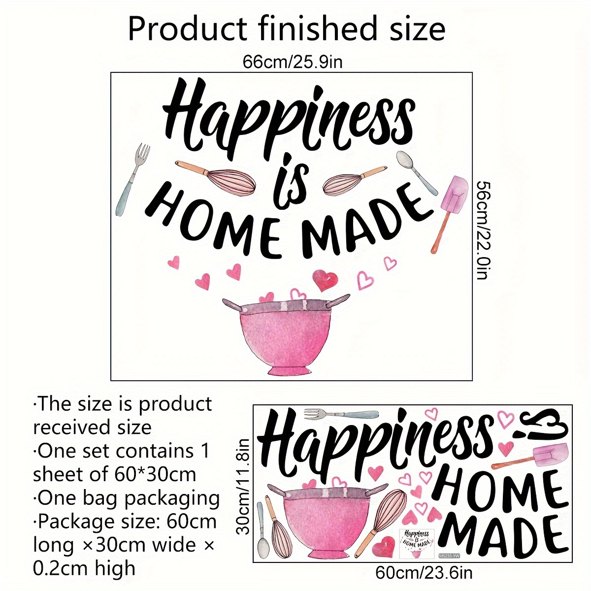 A Knife And Fork Kitchen Tableware English Happiness Wall Sticker Restaurant Decoration Wall Sticker Painting