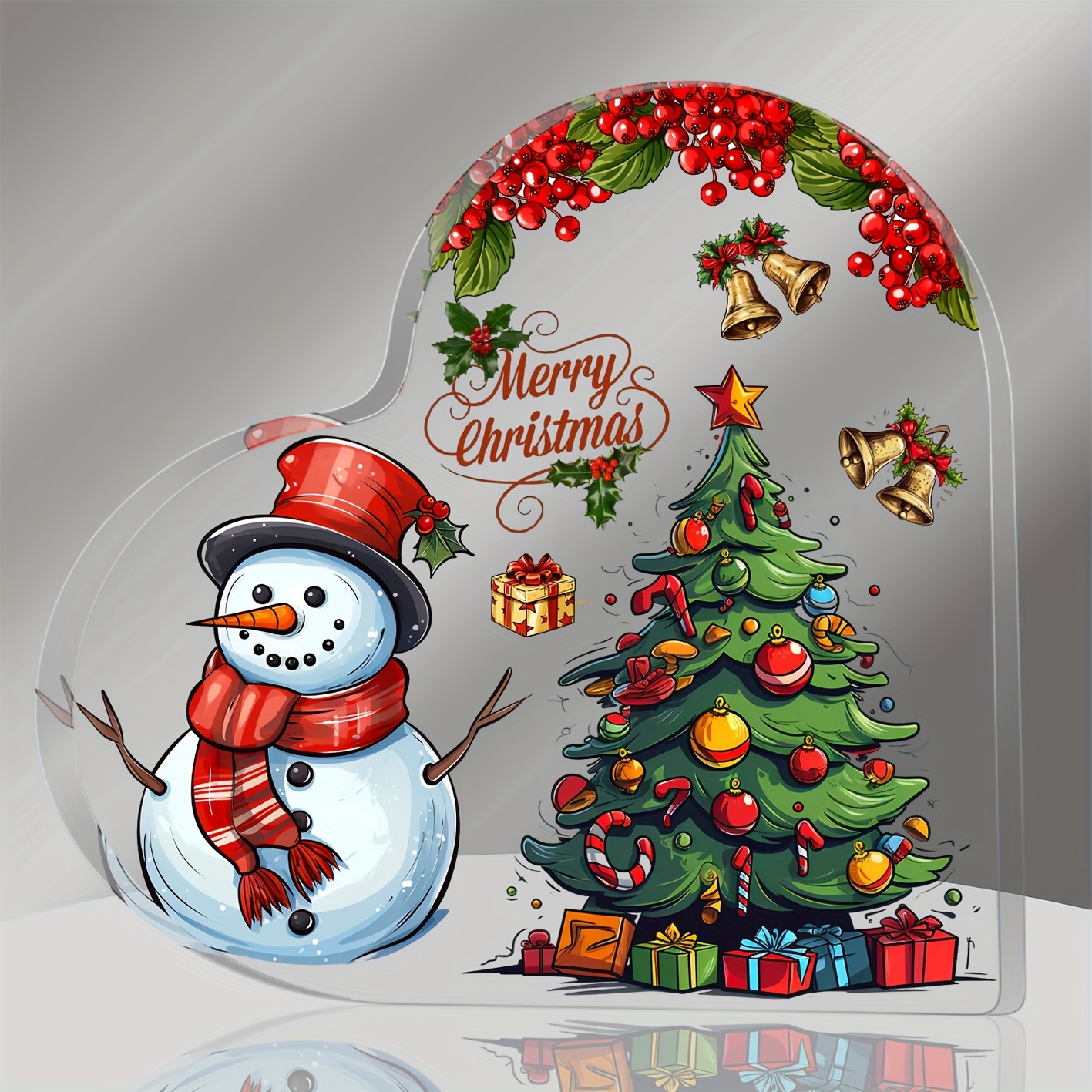 1pc Acrylic Heart Plaque,Unique Christmas Gifts & Christmas  Decorations,Suitable For Christmas Party Decoration,Christmas Table  Decorations, Happy Hol