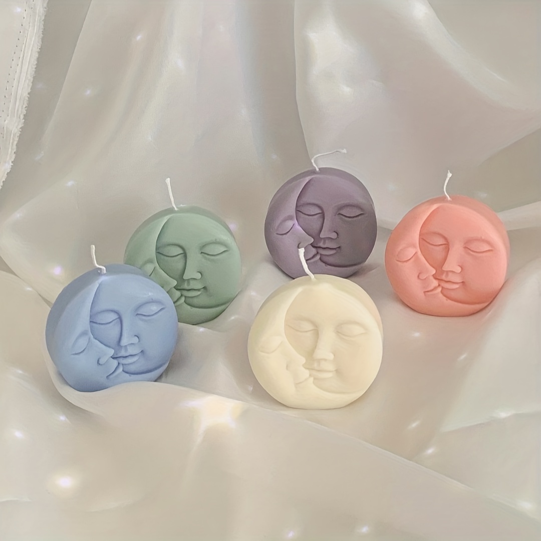 EXQULEG Molde De Silicona Para Hacer Velas Con Cara Abstracta 3D (Sol Y Luna) - DIY, Decoración, Regalo