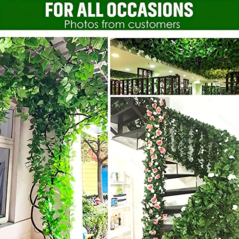 12Pcs Artificial Ivy Garland, Fake Leaves Green Leaves Vines Plastic  Greenery Vines For Bedroom Decor, Hanging Plant Vine For Wedding Party  Decor, Aesthetic Silk Ivy Vines For Room Wall Home Decoration, Party
