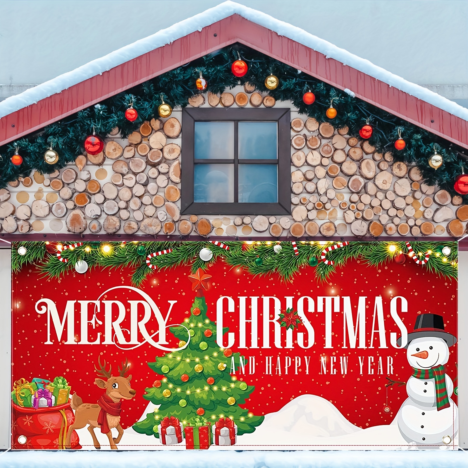 Christmas Garage Door Banner Decoration Large Snowman - Temu