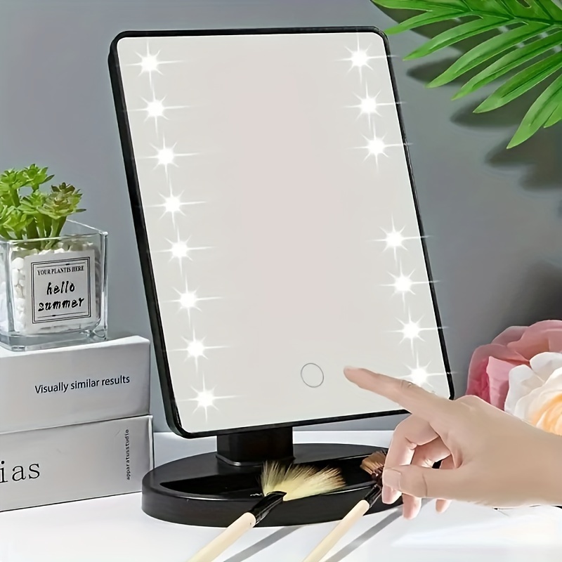 16/22 luces led maquillaje espejo cosmético portátil iluminado grande led  espejos escritorio vanidad blanco rosa negro maquillaje herramientas