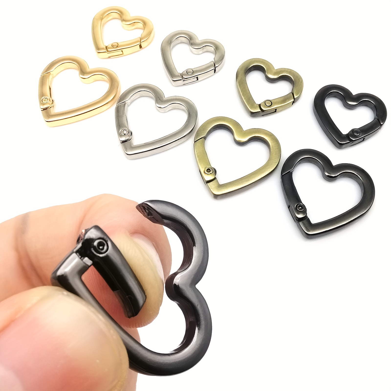20PCS Heart Shape Keychain Clips Metal Keychain Pendant Buckles Bag  Accessories Key Ring For back to school