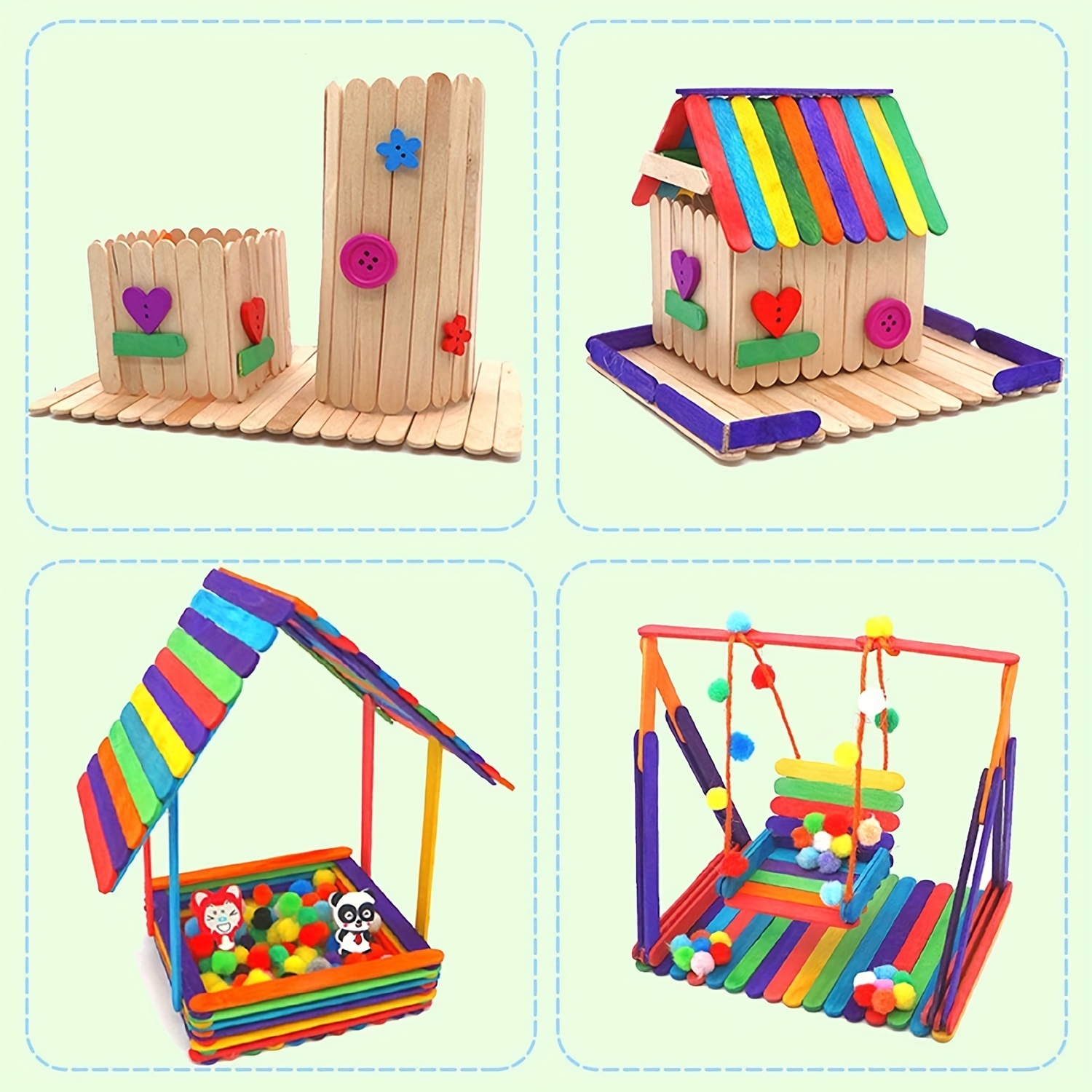 Colored Popsicle Sticks Wooden Rainbow Colored Popsicle - Temu