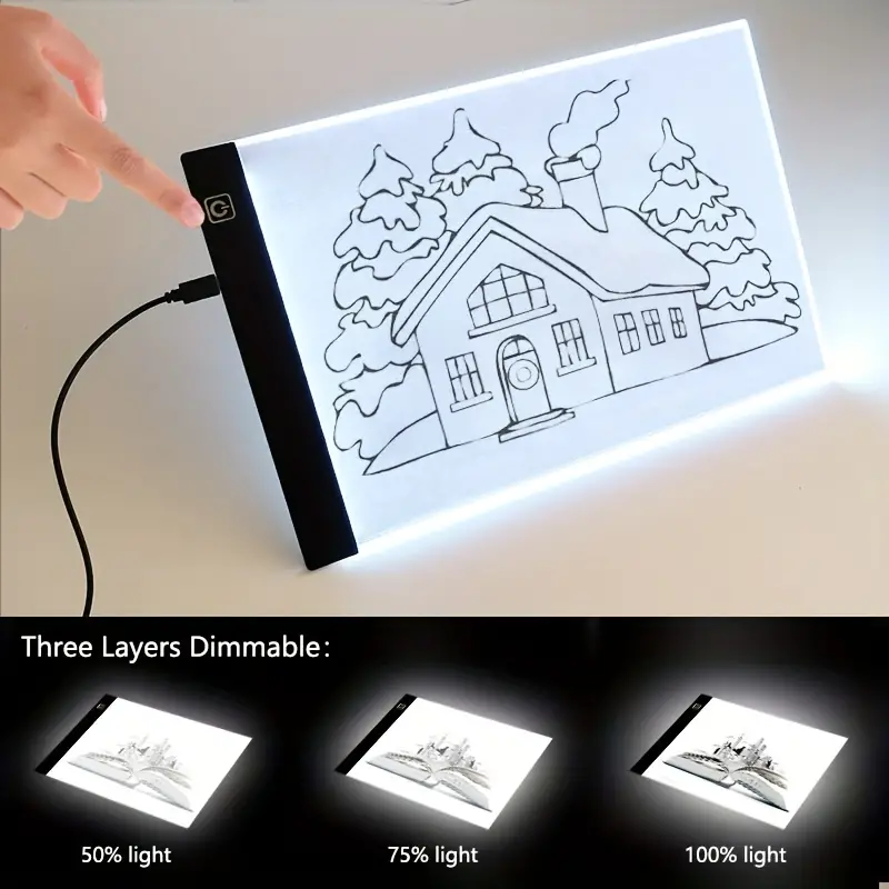 A3 A4 Ultra-Thin Portable Acrylic Panel LED Light Pad USB Cable