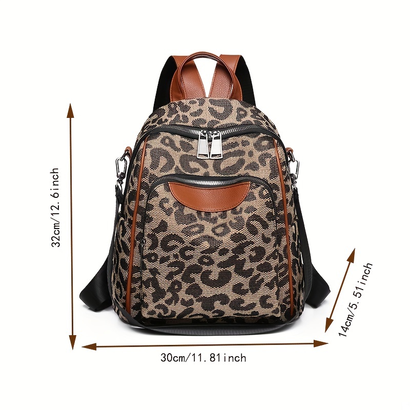 Casual Leopard Pattern Backpack Large Capacity Travel Daypack