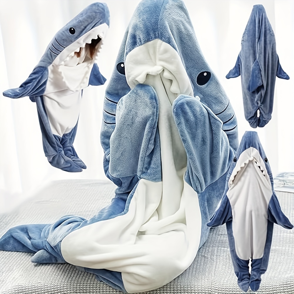  Manta de tiburón 2023 para adultos y niños, manta de tiburón  portátil, sudadera con capucha de franela súper suave y acogedora, manta de  tiburón con capucha para dormir, manta de forro