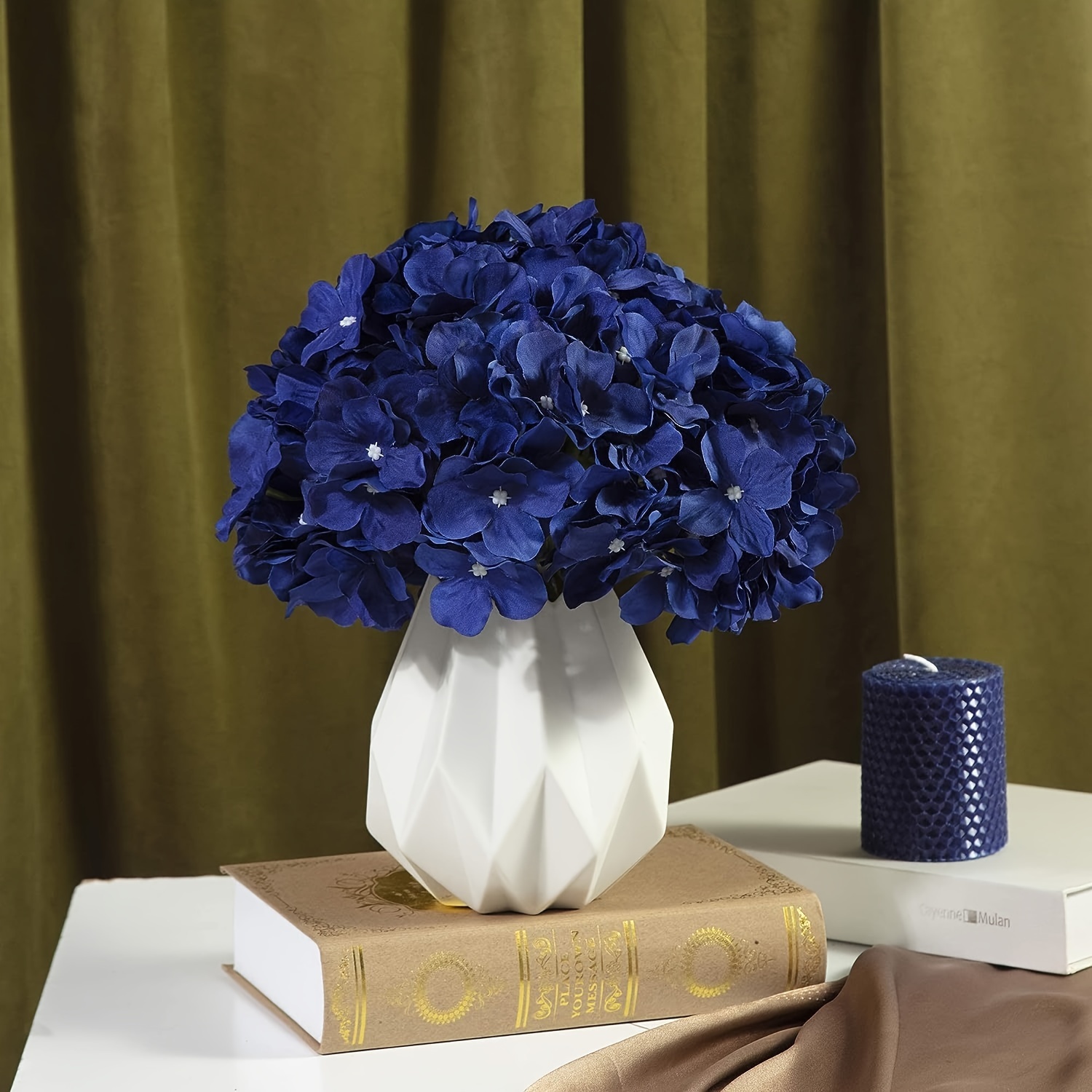 Hortensias artificiales azules, tallos altos de hortensias artificiales de  24.8 pulgadas, hortensias artificiales de seda, hortensias falsas