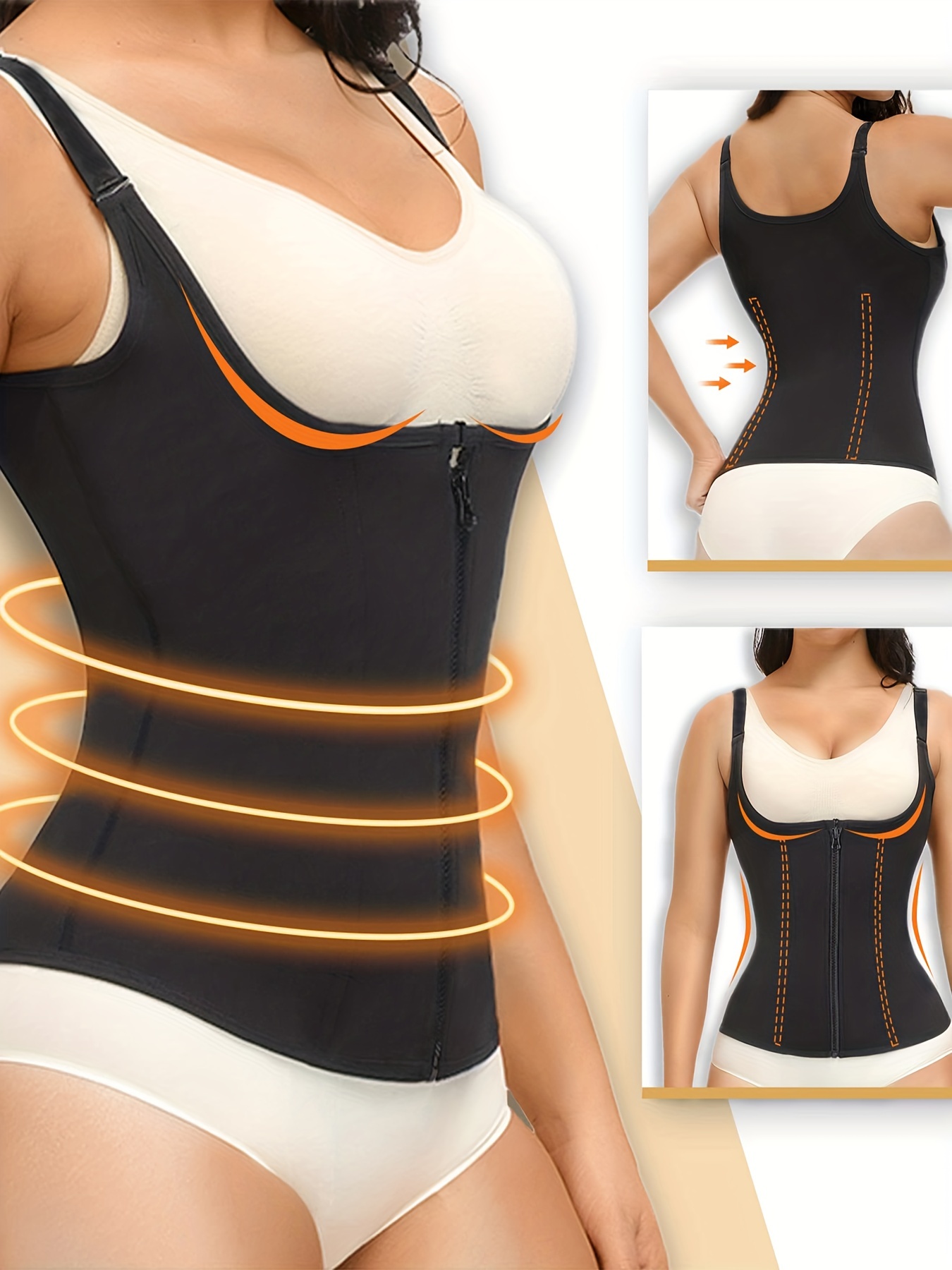 ZOPEUSI Women Waist Trainer Corset Tummy Control Zipper Vest Workout Body  Shaper Cincher Tank Top with Straps : : Clothing, Shoes 