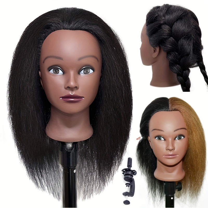 Afro Curly Mannequin Head With Human Hair Manikin Curly Hair - Temu