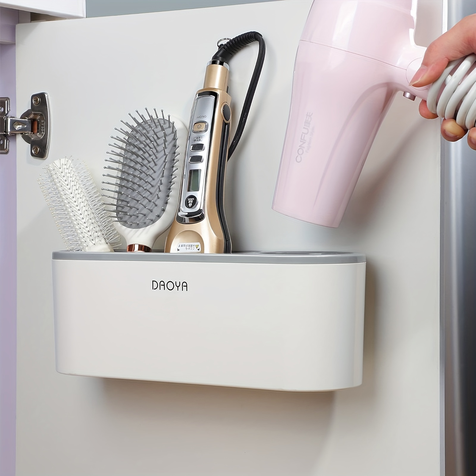 Hair straightener and outlet hair dryer holder