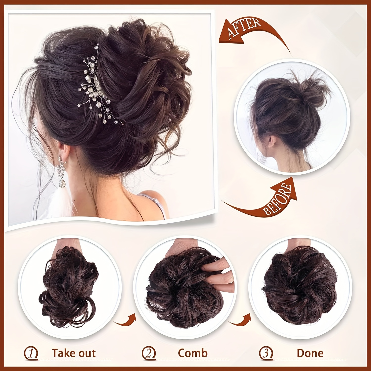 Claw Clip Messy Bun Hair Piece Wavy Curly Hair Bun Clip In Temu