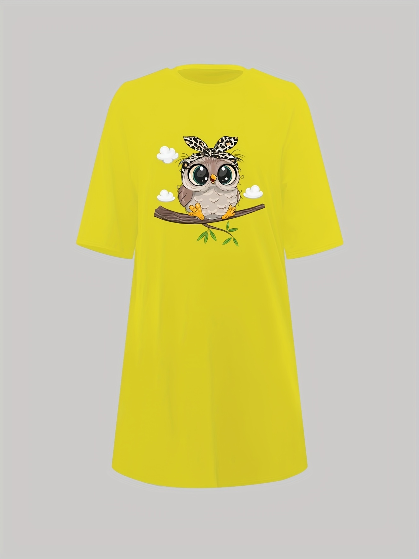 Emelivor Colorful Cartoon Owls Nightgowns for Women Chemise Sleepwear Soft  Pajama Dress for Women Girls Adult,S at  Women's Clothing store