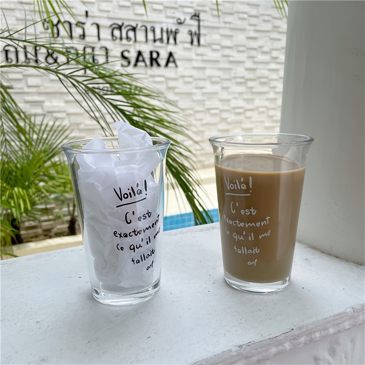 Glass Coffee Mug French Quotes Clear Coffee Cups Cute - Temu