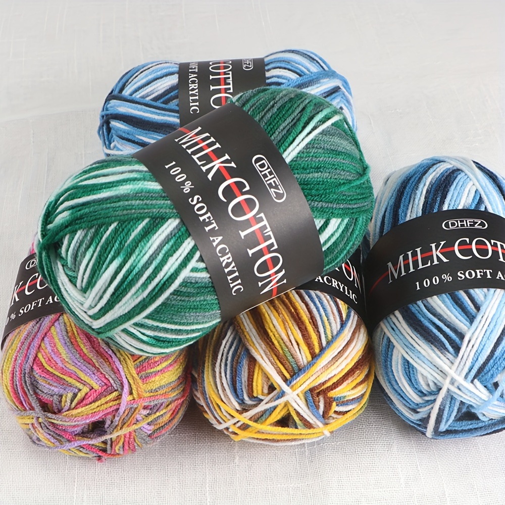 Rainbow Color Scarf Milk Cotton Braided Material Crochet Knitting