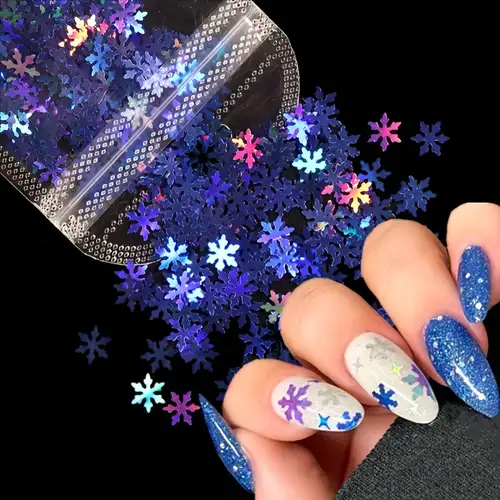6 Grids 3D Snowflake Nail Glitter Sequins Holographic Laser Snowflake  Glitter for Nails Design Christmas Nail Glitter Flakes Winter Snowflake  Nail Art