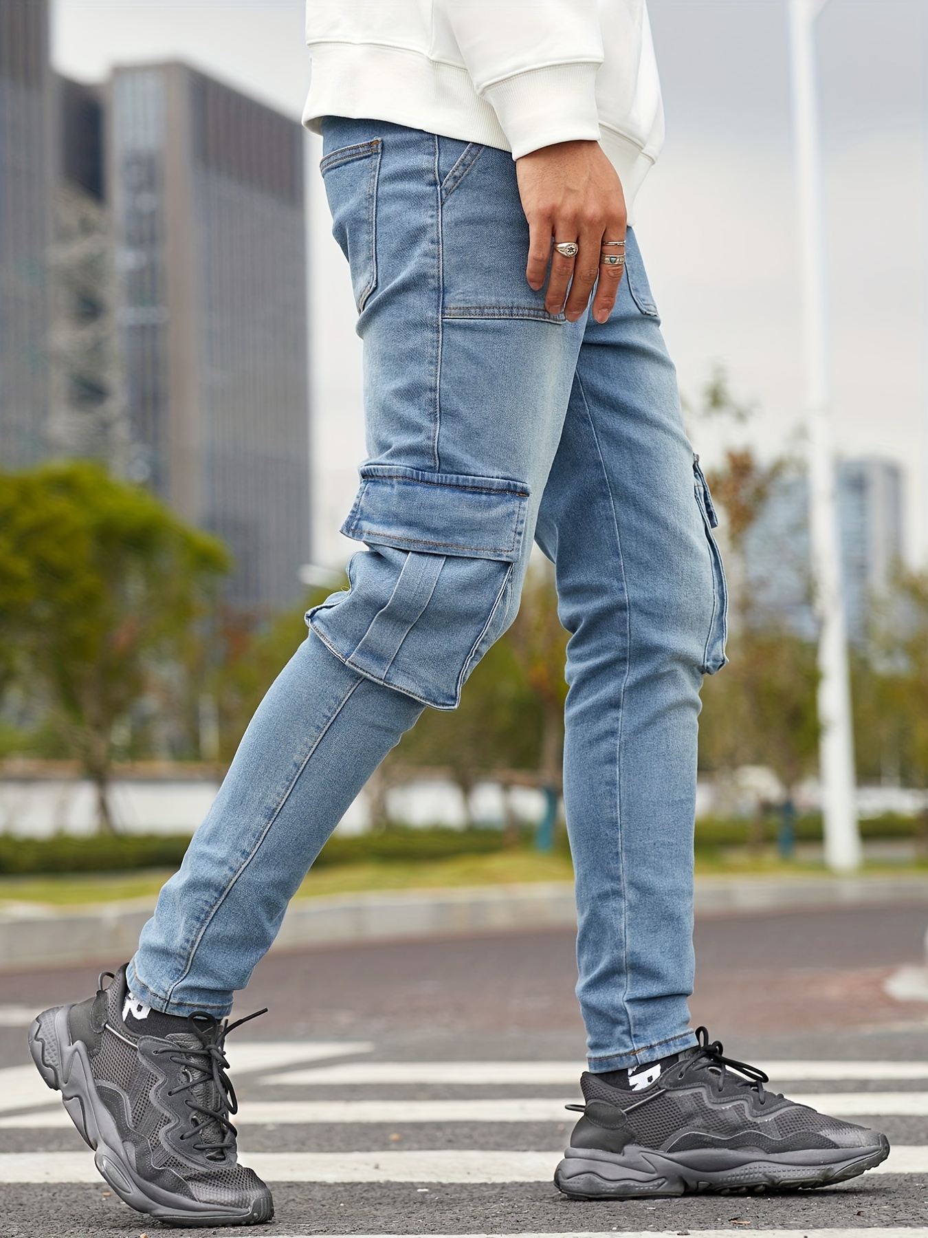 Pantalon cargo homme bleu ciel, Mode urbaine