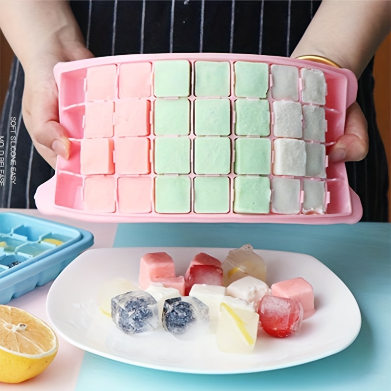 Tray Freezer 64 Nugget Ice Trays with Cover Stackable Easy Release