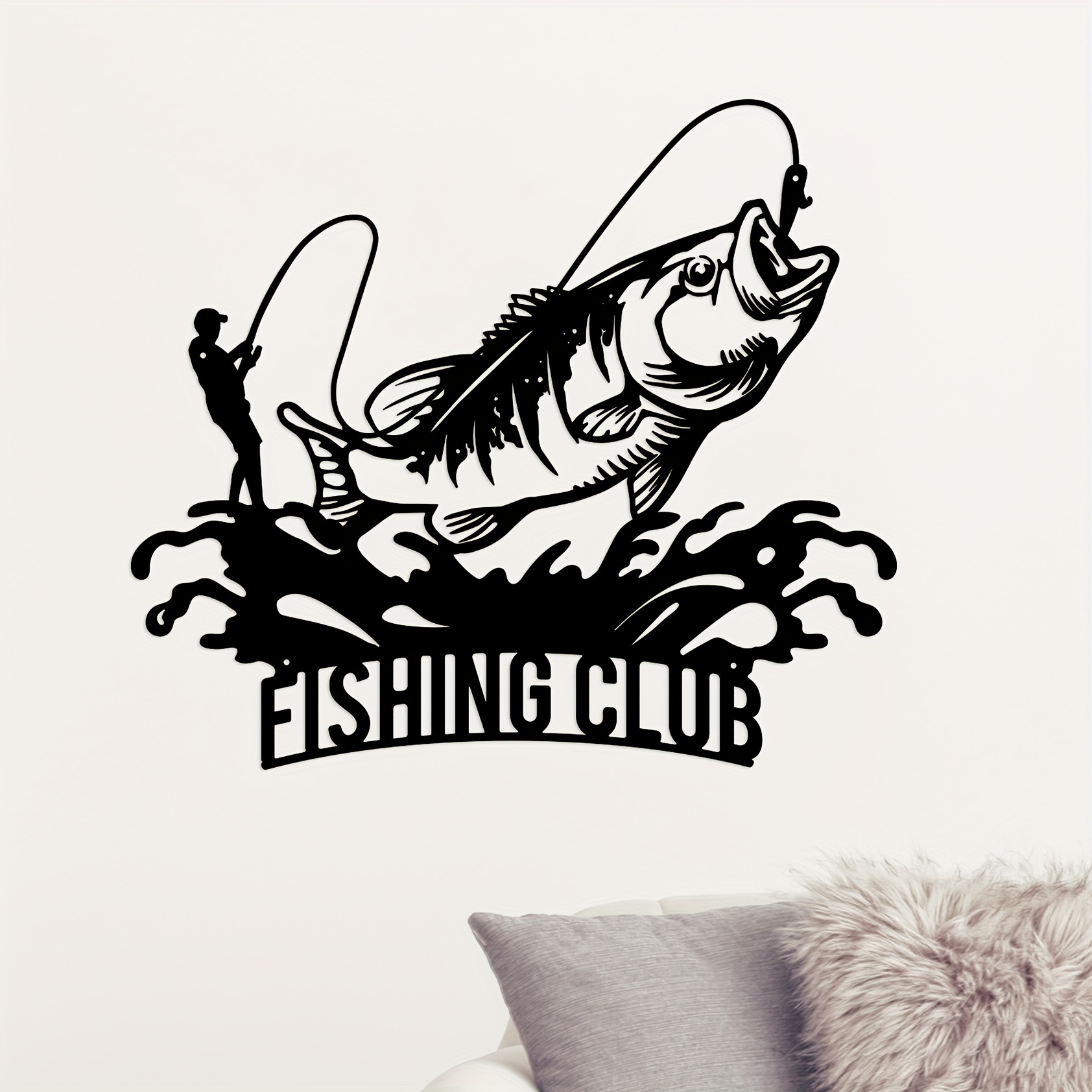 Fishing Theme Koi Fish Fidh Hook Silhouette Beautiful Fisihing Art  Decoration Design Wall Sticker Art Decal Boys Girls Kids Room Design  Bedroom House