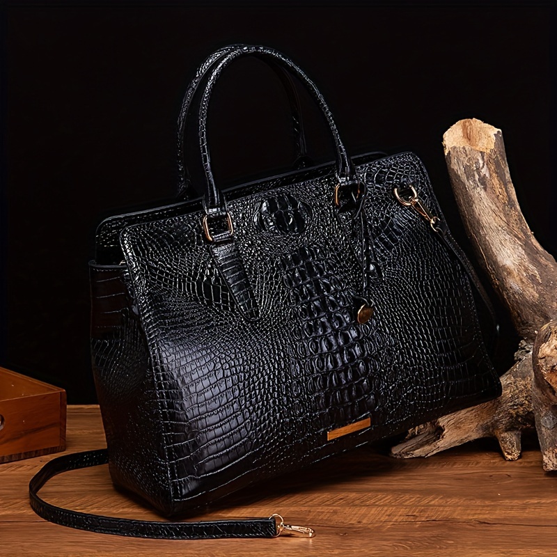 Crocodile Embossed Handbag, Fashion Leather Crossbody Bag, Women's Top  Handle Satchel Purse - Temu