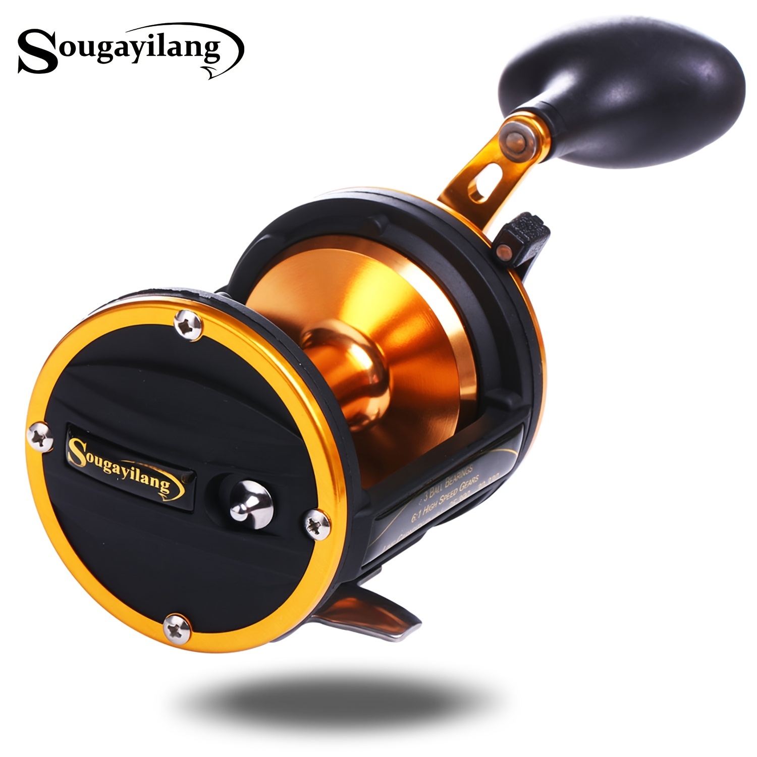 Sougayilang Trolling Fishing Reel - Strong and Reliable Bait Casting Drum  Wheel for Saltwater Fishing (Right Hand)