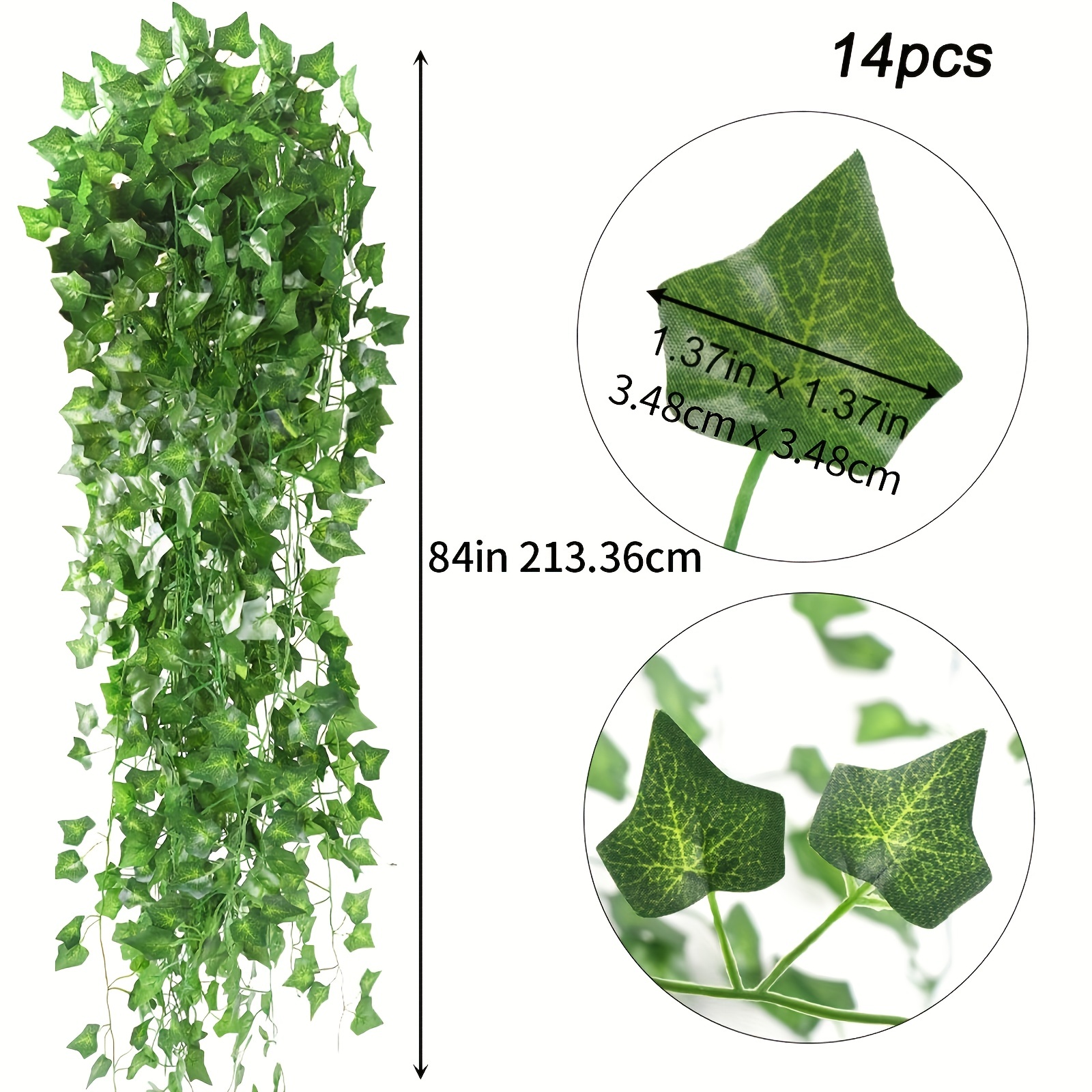 24pcs Artificial Hanging Vines Plants Fake Ivy Leaves Garland Vines Plant  for Home Wedding Garden Indoor Outdoor Decoration, Green 