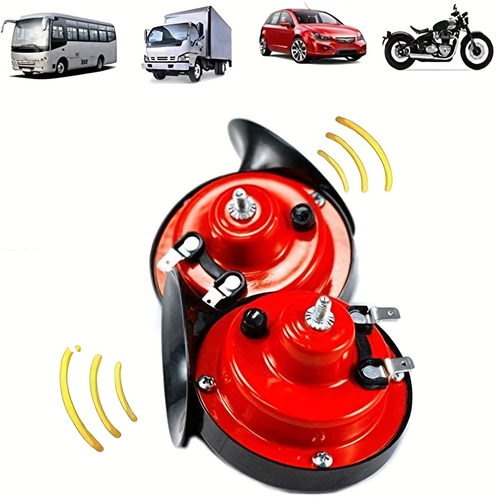  SEINECA Snail Car Horn Waterproof 12V Loud Dual-Tone Electric Horn  Kit Universal Fit，12v Auto Horn Kit High/Low Tone Black for Truck Car  Motorcycle Pickup RV SUV MPV Van… : Automotive