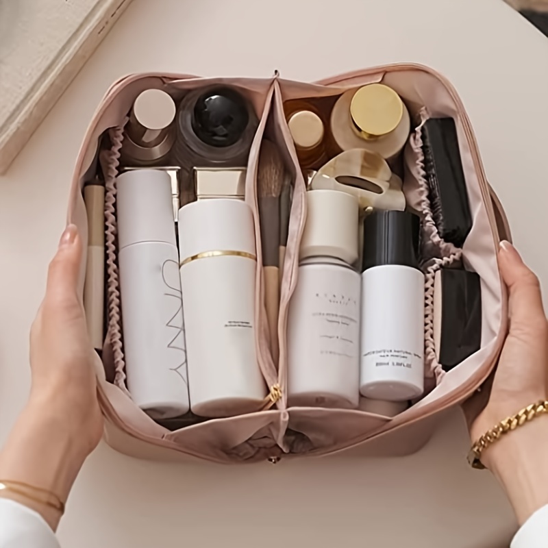 Portable Zipper Cosmetic Bag Versatile Toiletry Wash Bag Makeup Handbag
