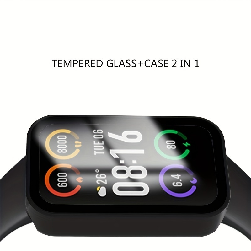  MOTONG PC Full Coverage Protective Watch Case Cover Tempered  Glass Screen Protector Compatible with Xiaomi Mi Band 8(PC Black) : Cell  Phones & Accessories