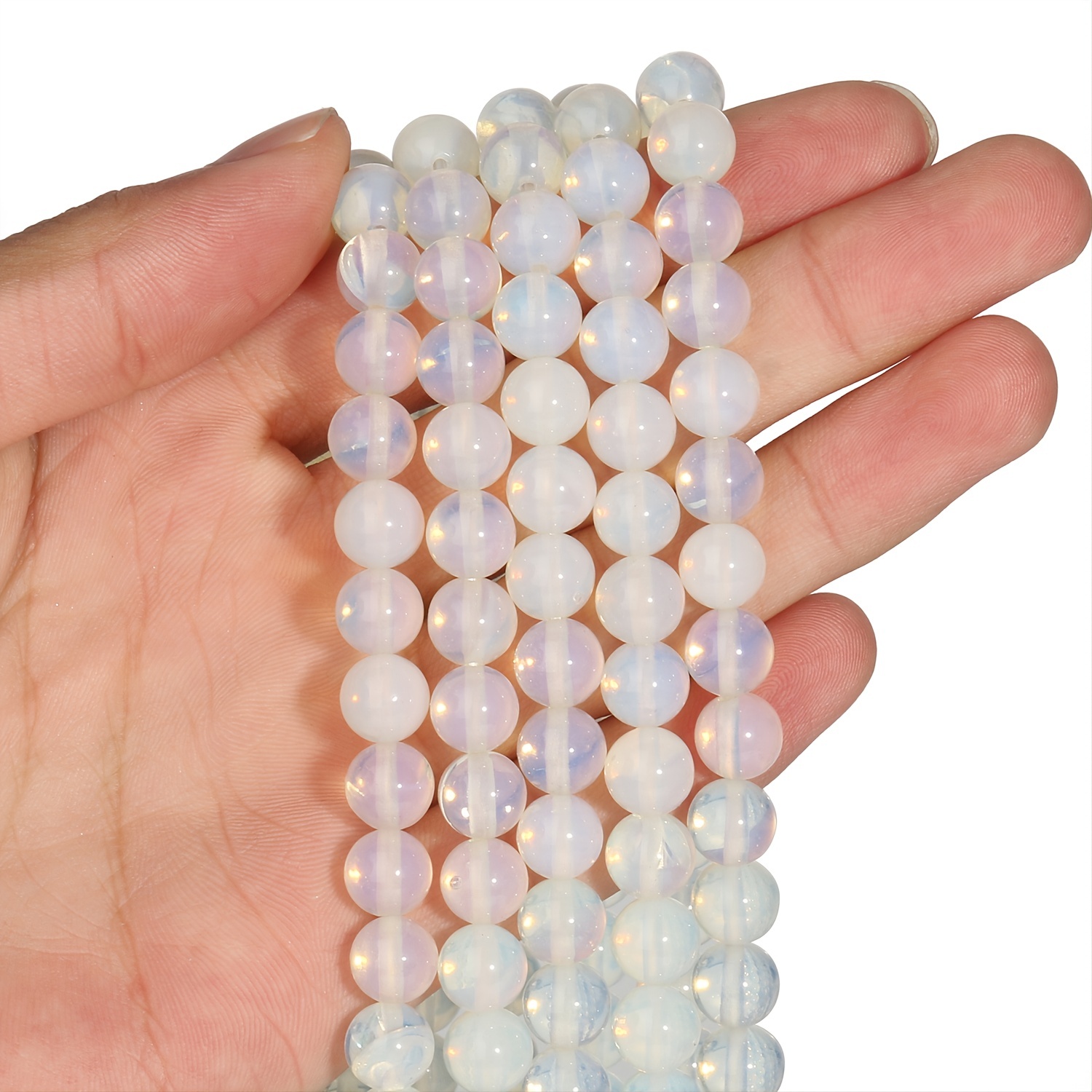 Natural Stone Opal Beads Opalite Round Spacer Loose Beads - Temu