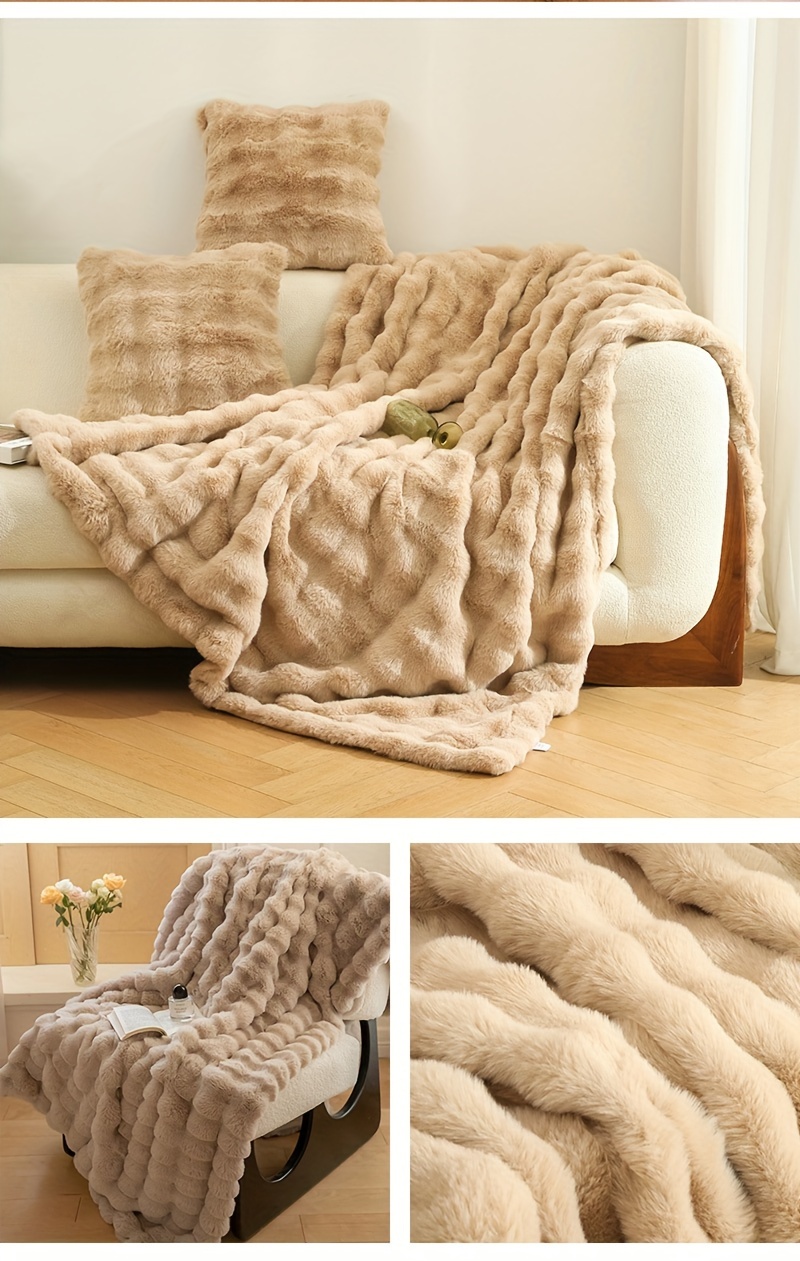 Soft Blanket Seersucker Fleece Double sided Blanket Lunch Temu