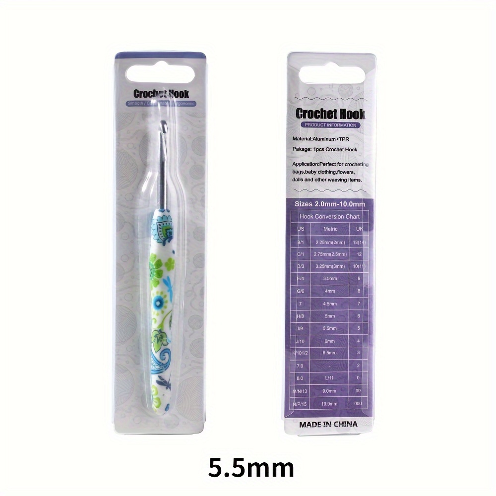 Floral Printed Crochet Hook (b) (n) Ergonomic Soft Grip - Temu