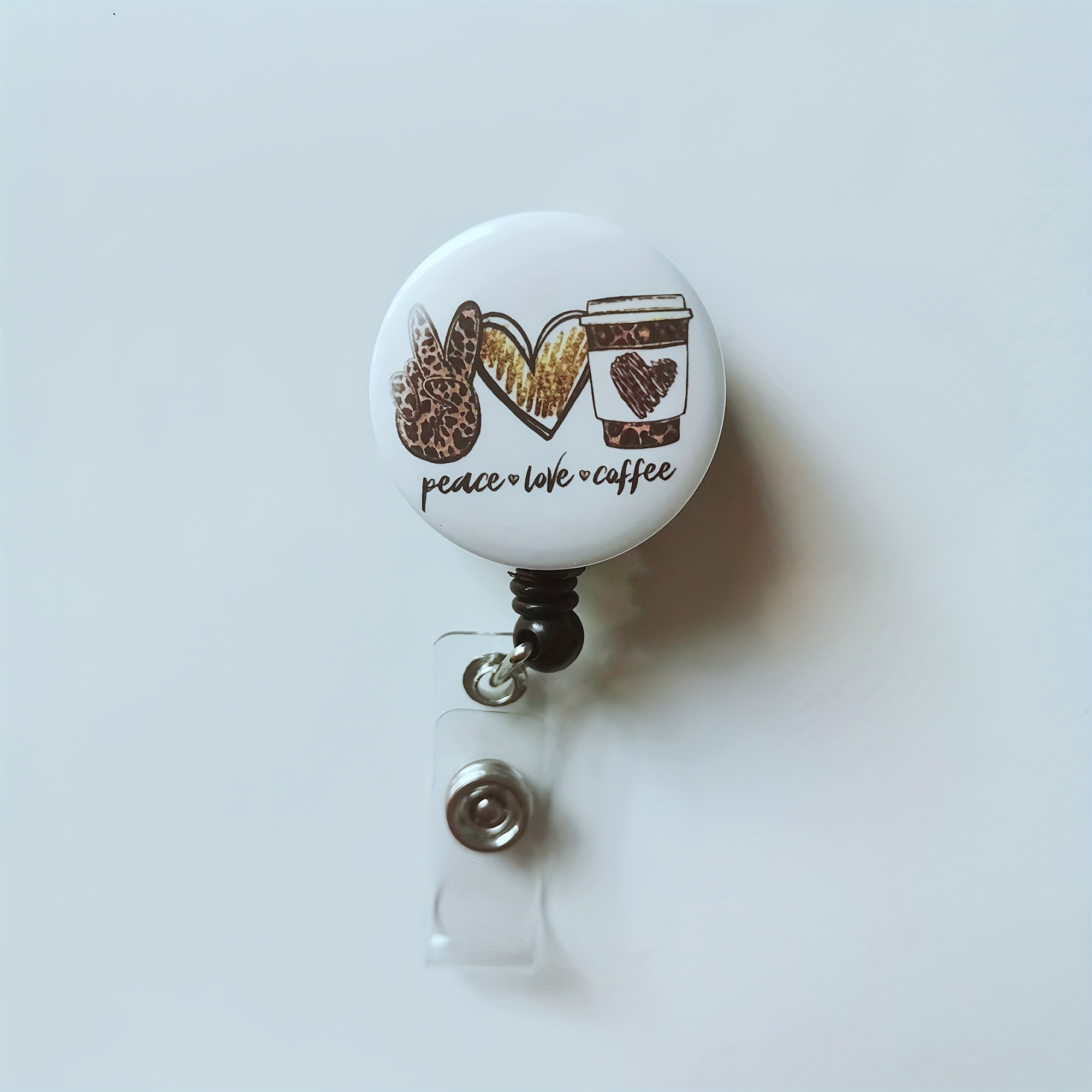 Peace Love Coffee Retractable Id Card Badge Holder Metal - Temu Philippines