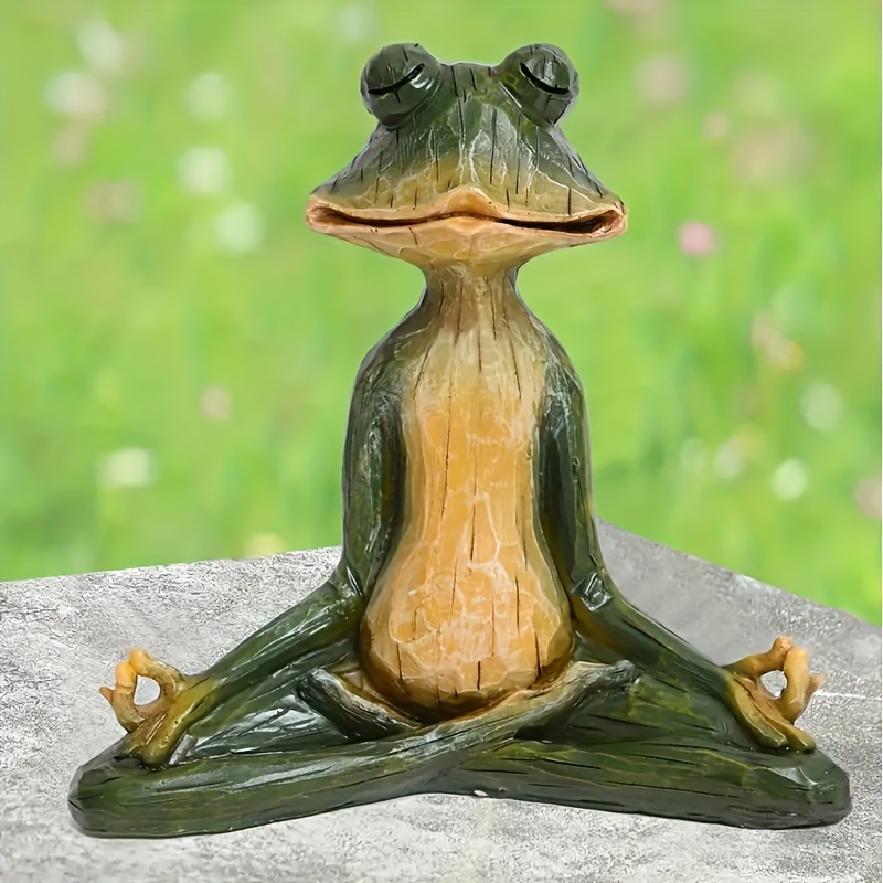 1pc Rustic Yoga Frog Resin Statue, Meditating Frog Sculpture For Garden  Yard Lawn Patio Outdoor Decor